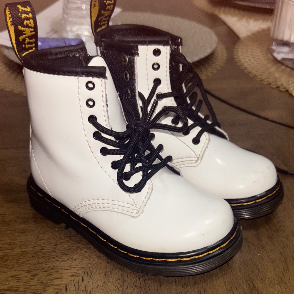 Dr. Martens Kids White and Black Boots